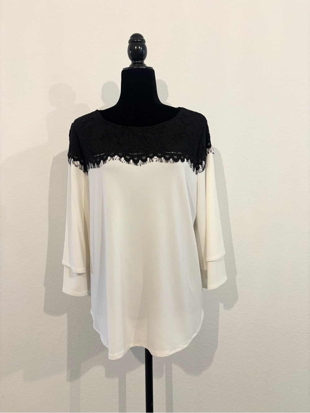 Chico's Black & White Lace Yoke Tunic